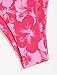 ZAFUL Women's Bandeau Bikini O Ring Strapless Tie Back High Cut Two Piece Swimsuit Bathing Suits (5-Rose red Print, M)