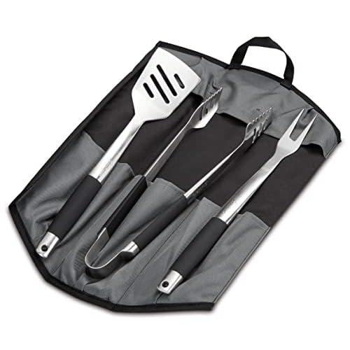 Enders® Premium GRILLBESTECK Edelstahl 3-Set INKL 8786 Grillzange, Grillwender, Grillgabel, faltbare Tasche, Grill-Zubehör, Gasgrill BBQ, schwarz
