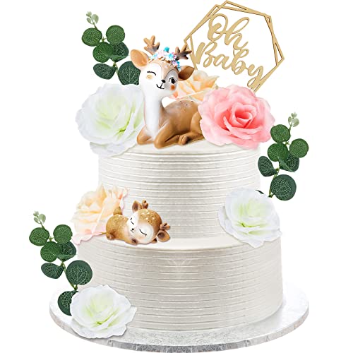 Taiyin 12 Pcs Baby Deer Cake Toppers Cute Mini Fawns