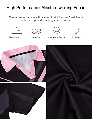 Shirts For Women V Neck Polo Shirts Upf 50+ Sun Protection T-Shirts Slim Fit Polo Shirts Black Pink #TOP4