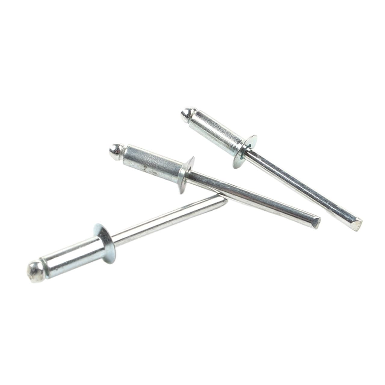 100pcs All Iron Open end countersunk Head Break Mandrel Rivets Carbon Steel Colour zinc Blue and White Flat Head Iron Pull Rivets(4.8 * 18)