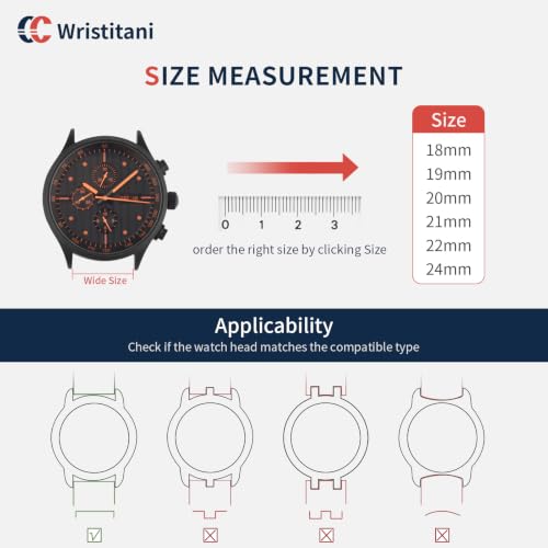 Image of Wristitani 3 Pack Leather Watch Strap, 19mm 20mm 21mm 22mm 24mm Top Genuine Leather Watch bands for Men, Quick Release Vintage Wristband