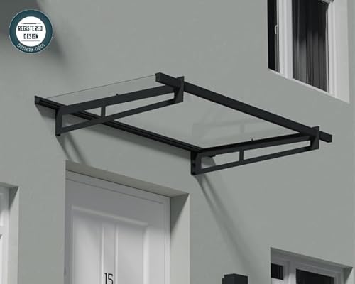 Canopia by Palram Vordach für Haustür Bremen 1500 Pultvordach 150 x 94 cm Grau Sonnenschutz Haustürvordach inkl. Regenrinne