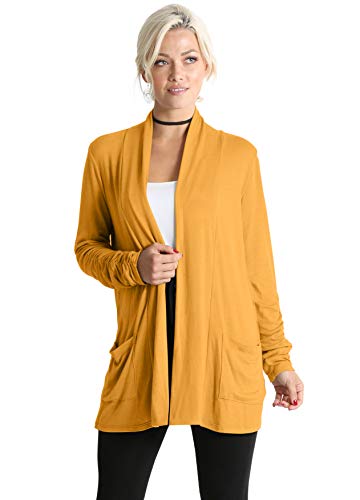 Simlu Long Sleeve Lightweight Cardigan Sweater for Women with Pockets Reg. and Plus Size