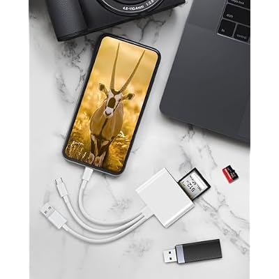 SD Card Reader for iPhone iPad Mac, Lightening & USB-C & USB-A 3 in 1 Memory SD Card Adapter, Support SD/MicroSD/USB OTG, High-Speed Trail Camera Card Viewer,Portable No App Plug & Play