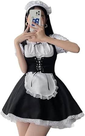 Dames wetlook lederen Franse meid cosplay kostuum feest mini-jurk met pofmouwen kopen vanaf een prijs van 16