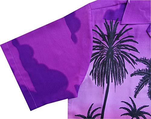 Hawaiian Shirts For Men 42 Tropical Palm Trees Print Aloha Holiday Beach Wear Purple #TOP3