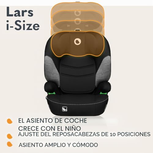 Miniatura 5 de Lionelo Lars I-Size Silla De Coche Para Bebés 100-150 Cm Grupo 2 3, Protección Lateral 10 Grados De Ajuste Del Reposacabezas Reposabrazos Cómodos Respaldo Extraíble Construcción Impactguard