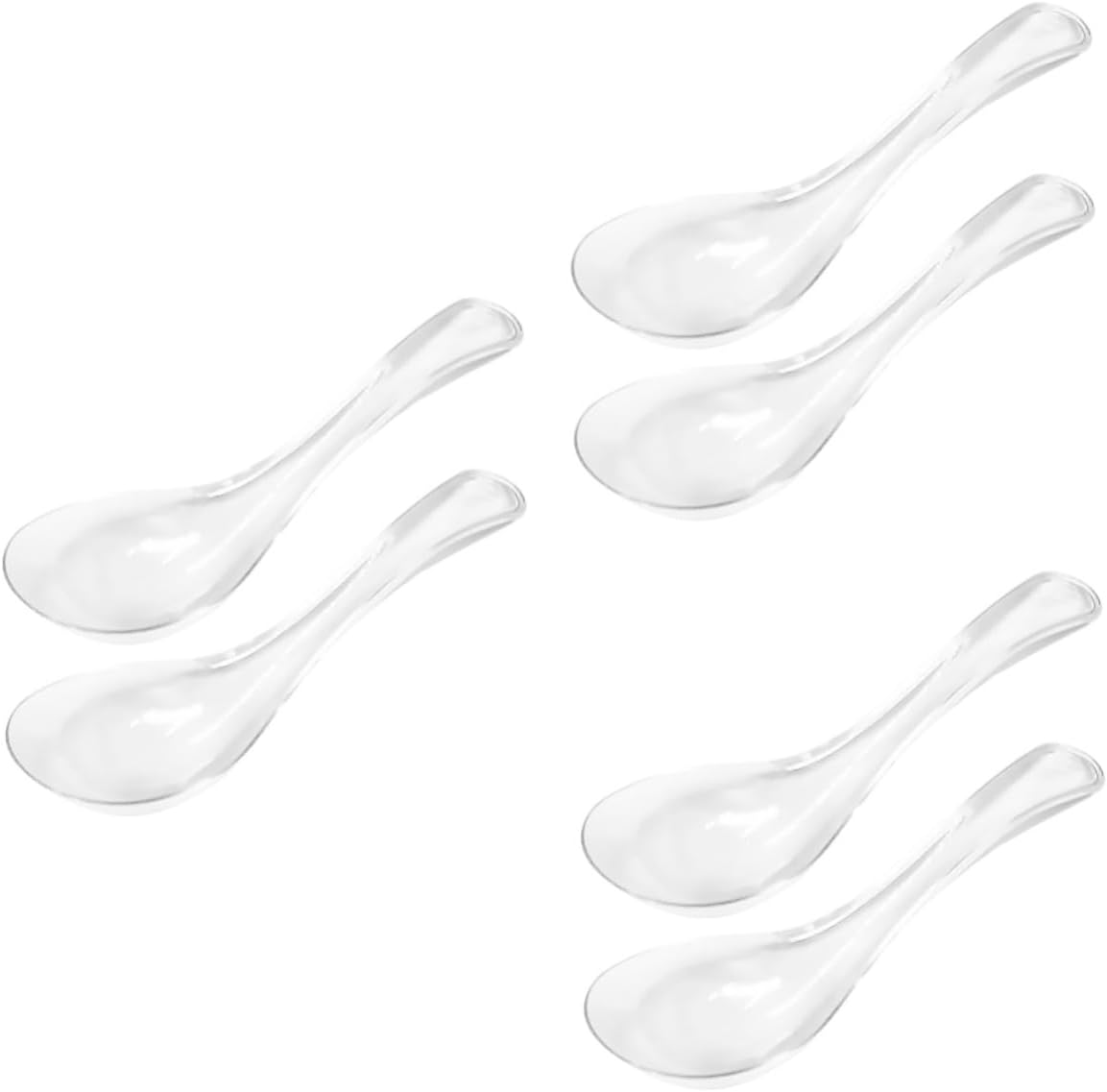 3sets Kitchen Soup Spoons Glass Dessert Spoons Serving Family Dining Stylish Design 2pcs*3