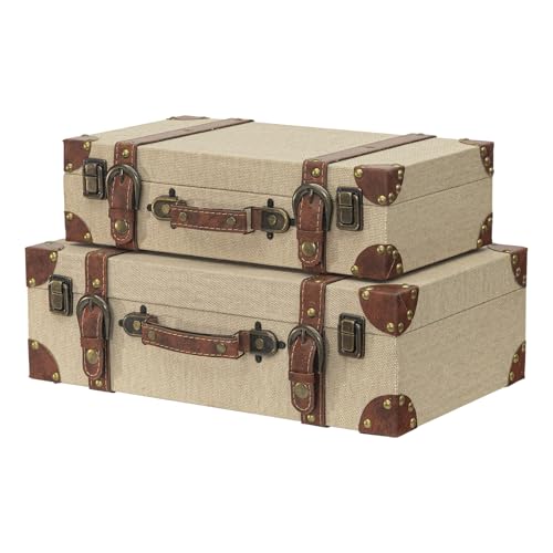 UPPER DECOR Vintage Suitcase Decor Boxes Set of 2, Travel