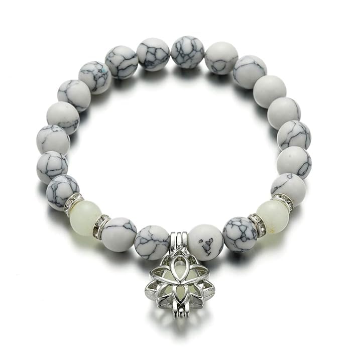 Luminous Glowing in The Dark Moon Lotus Flower Shaped Charm Bracelet for Men Women Natural Turquoise Stones Yoga Prayer Jewelry (B0CNW7PTMQ) Amazon Price History, Amazon Price Tracker