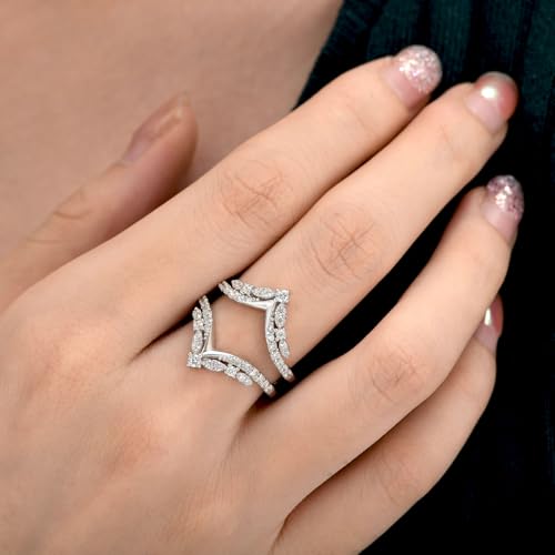 SHELOVES Vintage Ring Enhancer for Engagement Rings Curved Enhancer Guard Ring 925 Sterling Silver Sz 5-103