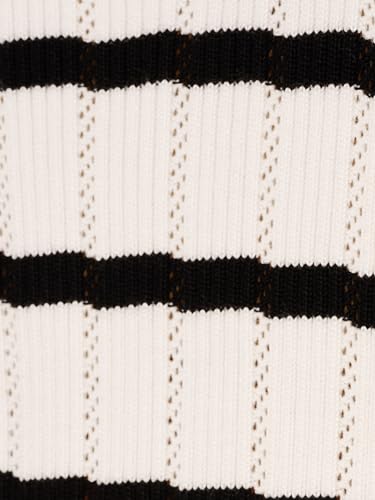 Adrianna Papell Women's Pointelle Short Sleeve Polo Striped V-Placket Sweater3