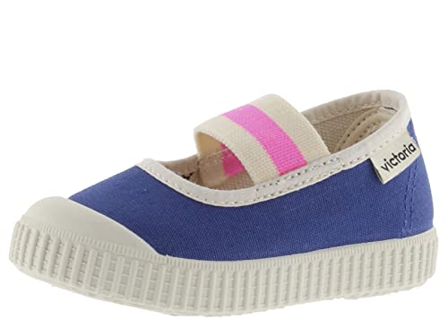 Bailarinas victoria de lona con tira elástica de color para niños unisex