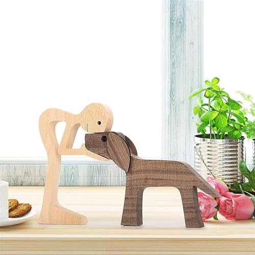 Jognee Handmade Wooden Statue, Puppy Wooden Carving Ornaments - Image 4