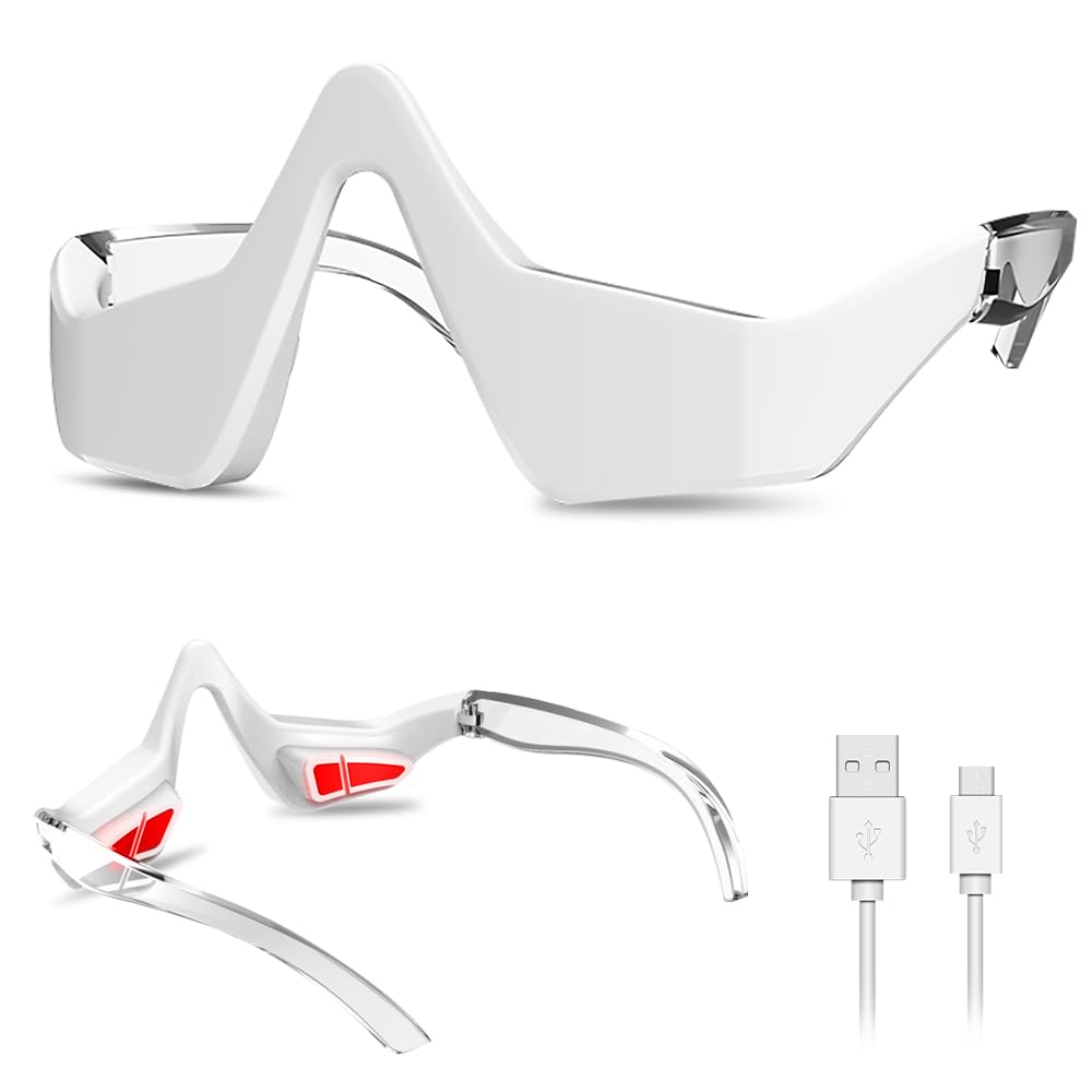 Masseur Oculaire à Luminothérapie Rouge, Massage Yeux à Lumière Rouge, Microcourant Masseur pour Les Yeux, Massage des Yeux pour éliminer les Cernes, les Poches Sous les Yeux, Anti-Rides