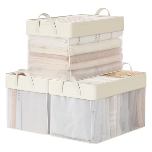 SONGMICS Aufbewahrungsbox 3er Set, Aufbewahrungskorb groß,...