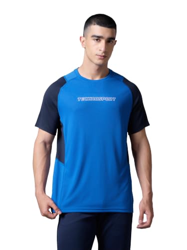 Image of TECHNOSPORT Men's Slim Fit Half Sleeve Crew Neck T-Shirt, TECHNOCOOL+ Quick Dry Moisture Wicking Stretchable Sports Gym and Casual Wear