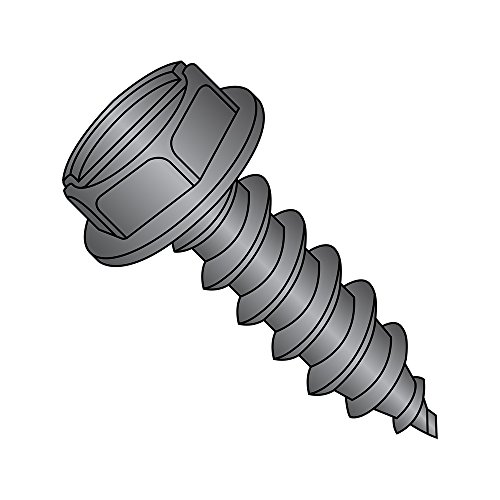 Small Parts 0812ABSWB Steel Sheet Metal Screw, Black Oxide Finish, Hex Washer Head, Slotted Drive, Type AB, #8-18 Thread Size, 3/4