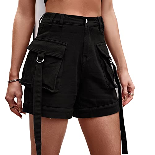 BXCNCKD Women's High Waist Multi Pocket Denim Shorts Women's