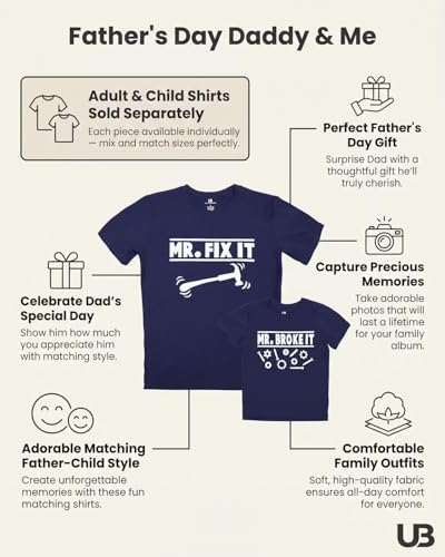 Image of Mr Fix It and Mr Broke It Daddy and Me Matching Father's Day Shirts Set Blue