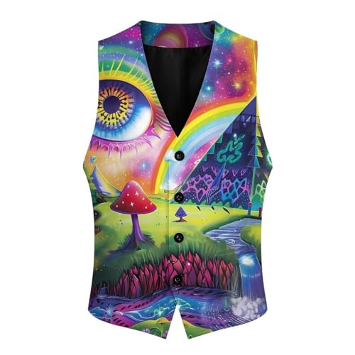 Magic Evil Eyes Mushroom Egyptian Pyramid Novelty Men's Suit Vest Casual Formal Dress Vests Business Waistcoat3