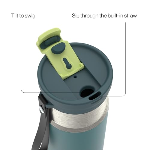 Image of Contigo DualSip 16 oz Compact Stainless Steel Vacuum-Insulated Water Bottle with 2-in-1 Leakproof Lid (Straw or Spout), BPA-Free & Lead-Free, Dishwasher Safe
