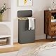 YOUDENOVA Wäschekorb mit Deckel 48L Wäschesammler schmal mit Wäschesack faltbarer Wäschesortierer Holz Bambus Wäschetruhe hoch Laundry Baskets, Dunkelgrau