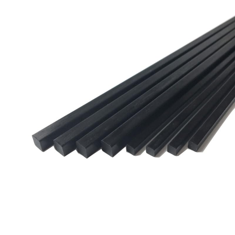 Bâtons de fibre de carbone, Lot de 4 tiges en fibre de carbone, largeur 5 mm, tiges carrées en fibre de carbone solide pultrudée, longueur 500 mm