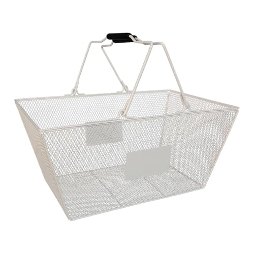 Generic Cestino della Spesa in Metallo, Bianco, Rettangolare, per Giardino