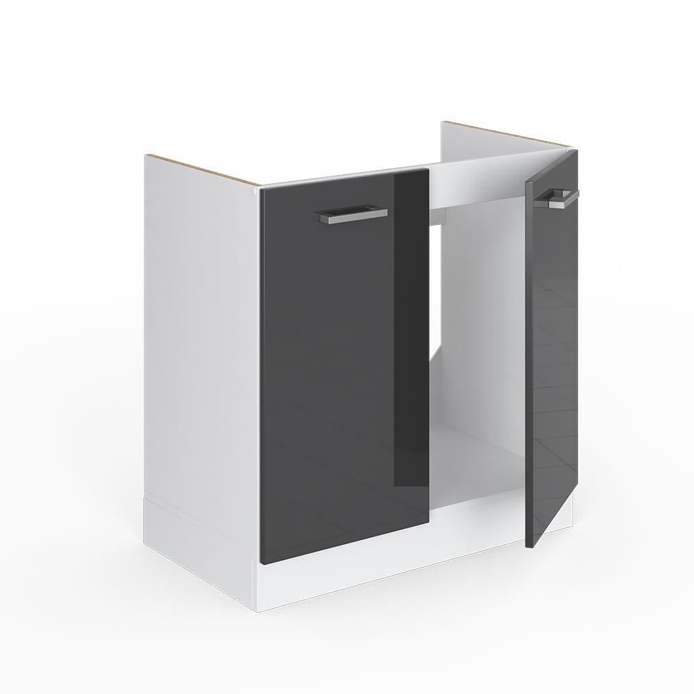 Vicco Armario bajo para Fregadero R-Line, Antracita Alto Brillo, 80 cm sin encimera, para combinación Libre Dentro de Sistemas de Cocina modulares