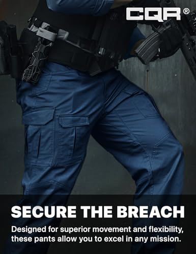 Image of CQR Men's Flex Ripstop Tactical Pants, Water Resistant Stretch Cargo Pants, Lightweight EDC Hiking Work Pants