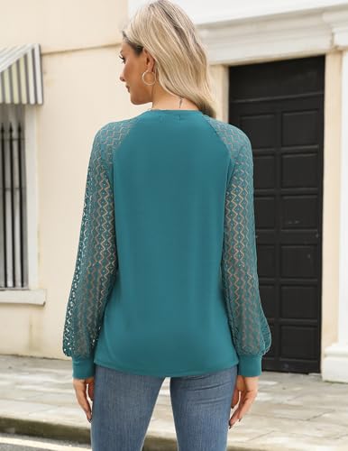 Image of HOTOUCH Women's Lace Long Sleeve Spring Dressy Casual Business Work Trendy Shirts
