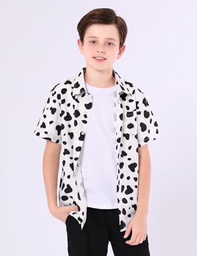 Image of COSLAND Boys' Animal Print Hawaiian Shirt Kids' Novelty Button Down Shirt, X-Small-Large