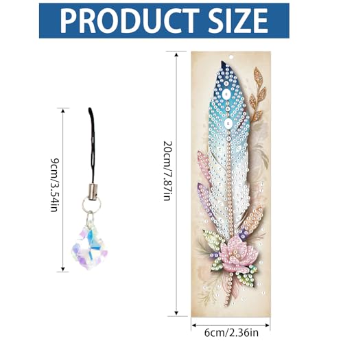 Image of 4-Piece 5D Diamond Painting Bookmarks Set, DIY Craft Kit with Rhinestones - Elegant Vintage Style Feather Design, Perfect for Book Lovers Adults, Unique Diamond Art Craft Bookmarks with Tassels