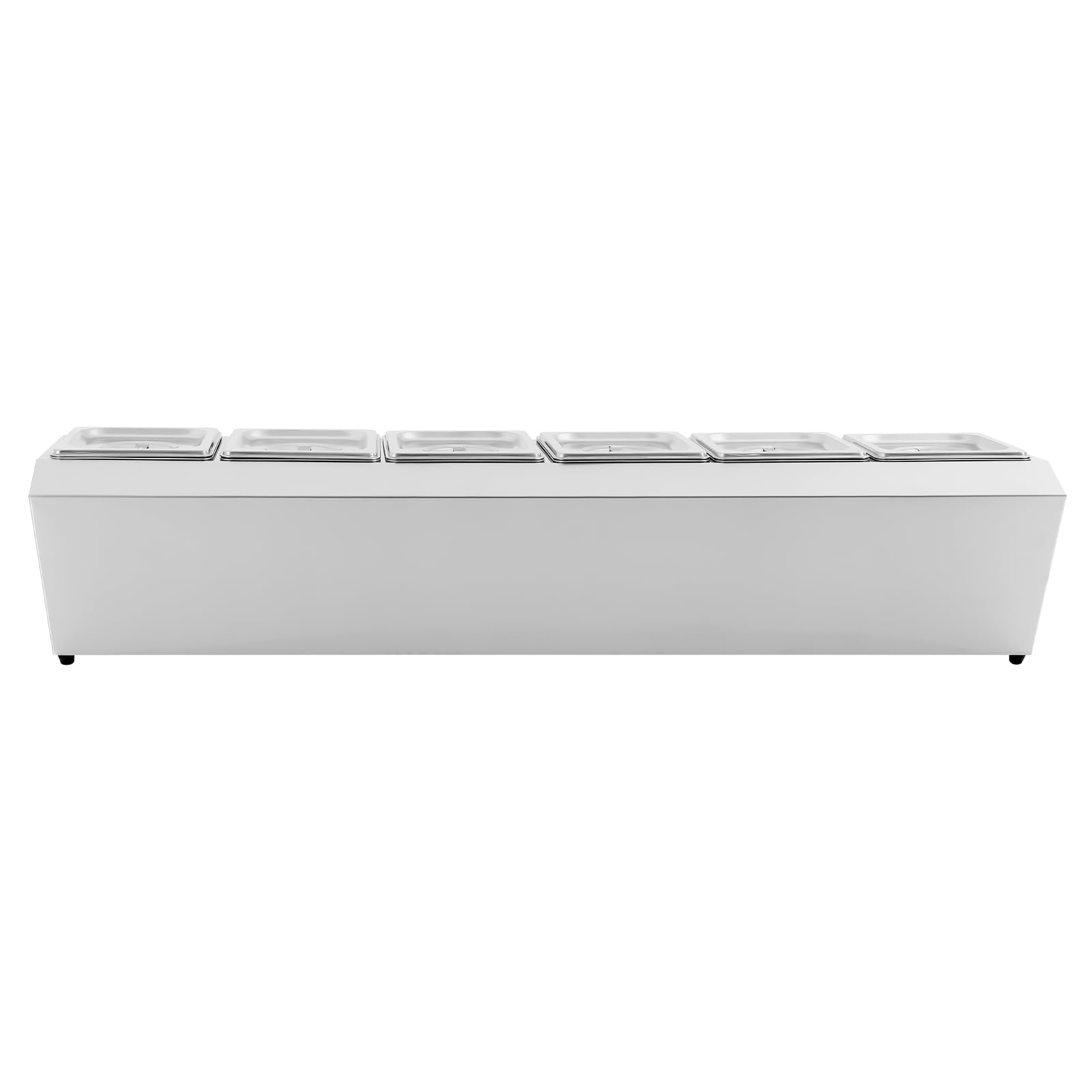 Recipiente para ingredientes de acero inoxidable, especiero con 6 recipientes para alimentos y tapa, estante biselado con pies de goma antideslizantes, recipiente gastronorm para cocina, restaurante