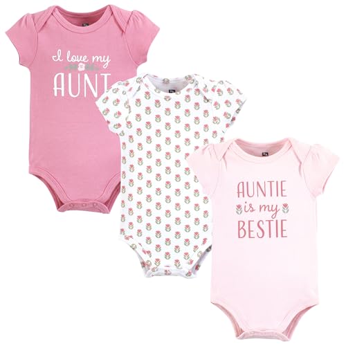 Hudson Baby Unisex Baby Cotton Bodysuits, Auntie Bestie, 9-12 Months
