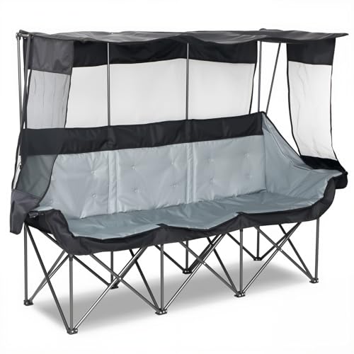 Oversized 3 Person Camping Chair with Canopy Shade Fully...
