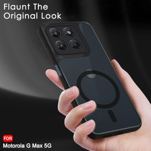 Image of TheGiftKart Hybrid Shockproof Back Cover Case for Motorola Moto G Max 5G Compatible with MagSafe | Camera Protection Module | Hard Back Cover Case (PC & TPU, Translucent Smoke Matte Back, Black Sides)