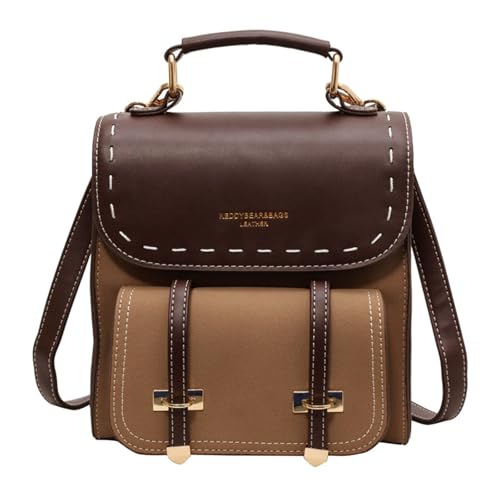 Vintage Korean Styles PU Leather Backpacks For Women Soft Shoulder Bag Ergonomic Daypacks Roomy Compartment