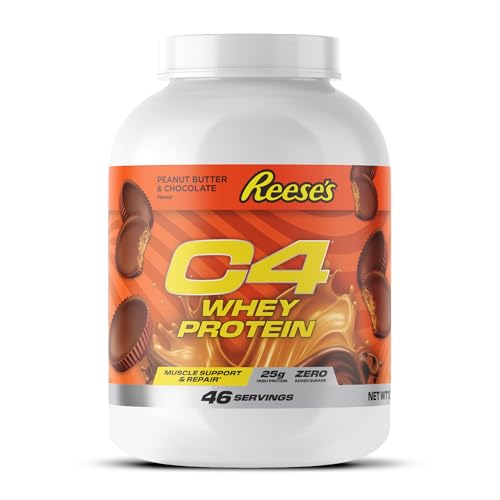 Cellucor C4 Whey Protein Powder Reeses Peanut Butter & Chocolate 25g Protein Low Sugar Post-Workout Recovery 46 Servings