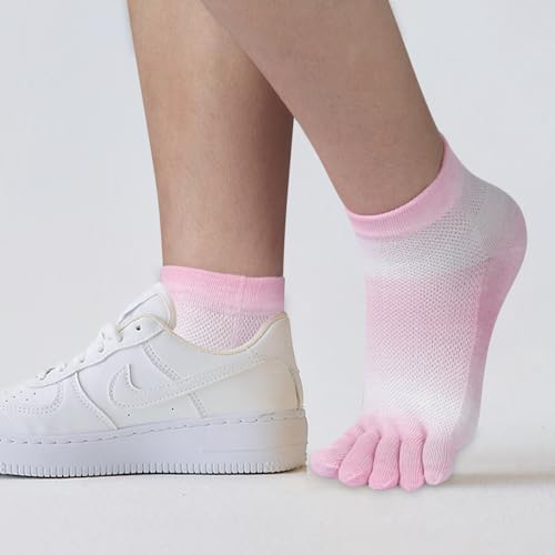 Image of Meaiguo Womens Toe Socks Cotton Five Finger Ankle Socks with Toes Separated for Running Athletic 4 Pairs