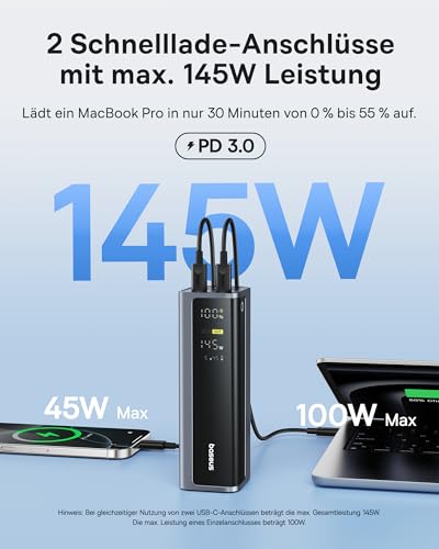 Baseus EnerGeek 145W 20800mAh Powerbank für Laptops und Smartphones