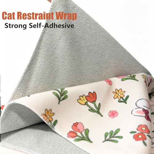 Image of 27.6'' Cat Grooming Wrap | Self-Adhesive, Anti-Escape Calming Swaddle, Soft Fabric, Comfortable & Reusable, For Cutting Nails, Ear Cleaning, Medication