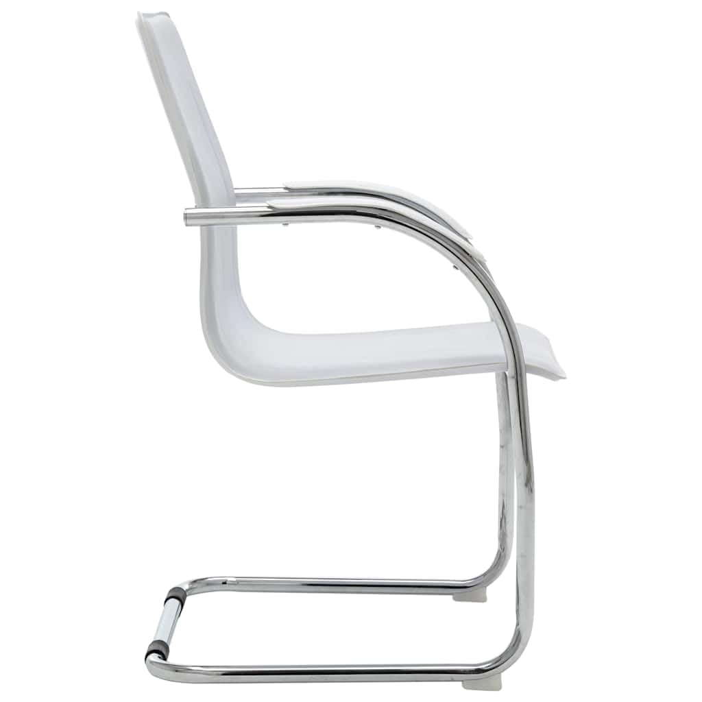 Sedia da ufficio cantilever in ecopelle bianca