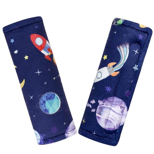Image of Baby Car Seat Strap Cover 2 Pack Outer Space Car Seat Straps Shoulder Pads, Seat Belt Cushions Pads for Infant Car Seats, Stroller, Pushchair