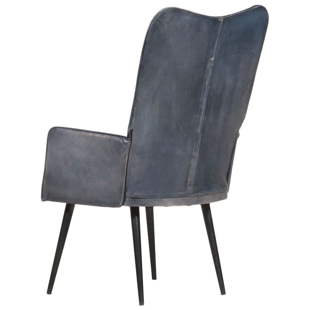 Sillón orejero de Cuero auténtico Gris,Mobiliario,Sillas,Sillones,6.9kg-339649