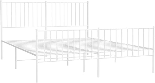 Miniatura 4 de Metal Bed Frame with Headboard Bed Frame Full Platform Bed Full Metal Bed Frames Full Bed Frame with Headboard and Footboard White 59.8"x78.7"