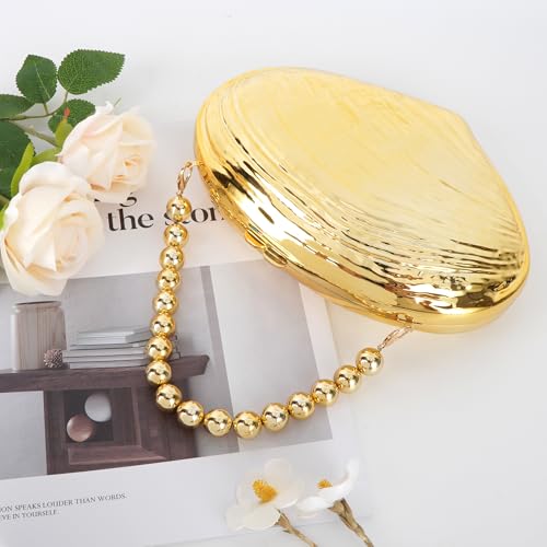 Image of Women Seashell Evening Bag Purse Mermaid Chain Strap Clutch Handbag Shoulder Bag | Seashell