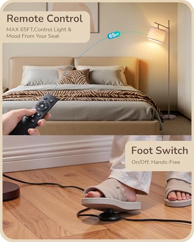 Image of EDISHINE 64.7IN Brown Floor Lamp for Living Room with Remote, Standing Lamp